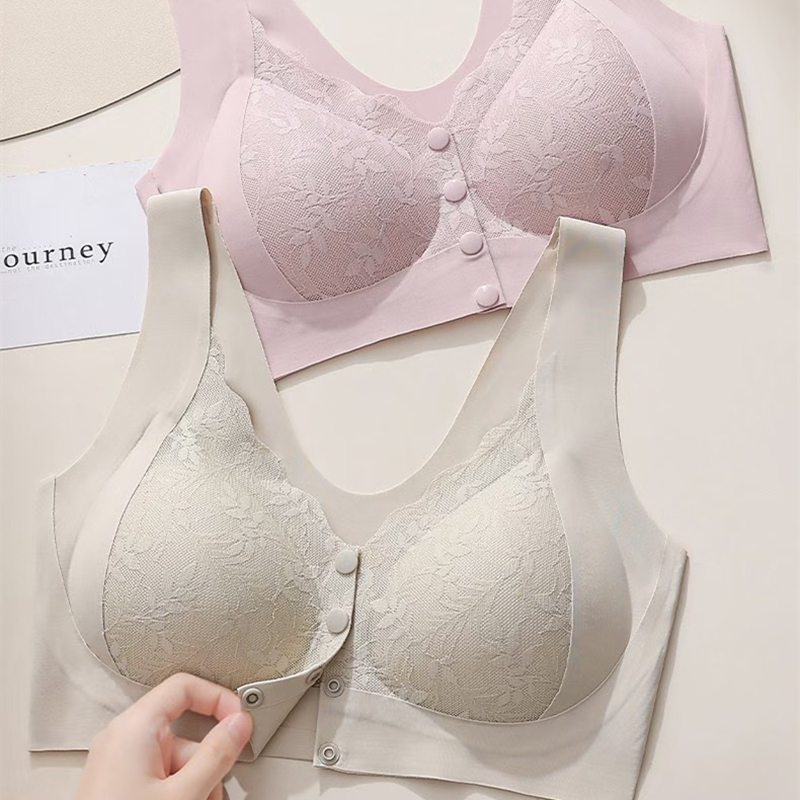Full Coverage Bra - เสื้อกั๊กสไตล์เสื้อชั้นในกระดุมหน้าสําหรับหน้าอกเล็ก ไม่มีห่วงเหล็ก ปรับได้ ขนาดใหญ่ ปุ่มเปิด ชุดชั้นในไร้รอยต่อสําหรับผู้หญิง