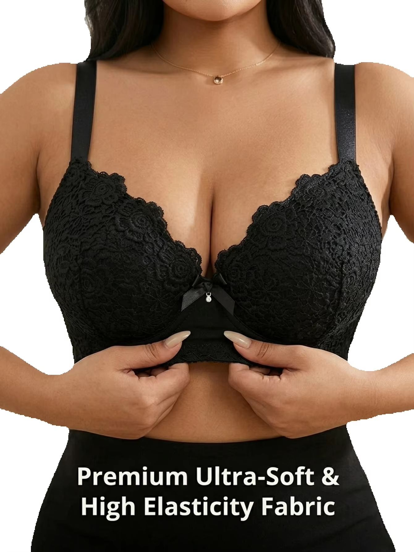 Underwire Bra Padded - บราดันทรงสำหรับสาวพลัสไซส์ ลายดอกไม้ มีโครงเหล็กดันทรง ช่วยพยุงด้านข้าง ป้องกันการหย่อนคล้อย สายปรับได้กว้าง