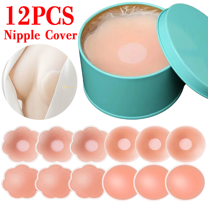 Push Up Bra Silicone - แผ่นปิดจุกนมซิลิโคนแบบแปะ 6/12 ชิ้น แบบใส มองไม่เห็น ใช้ซ้ำได้