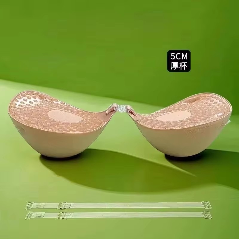 Push Up Bra Silicone - บราซิลิโคนแบบหนา 5 ซม. ระบายอากาศได้ดี พร้อมเทปกาวติดนม ยกทรงด้านหน้าแบบดันทรง