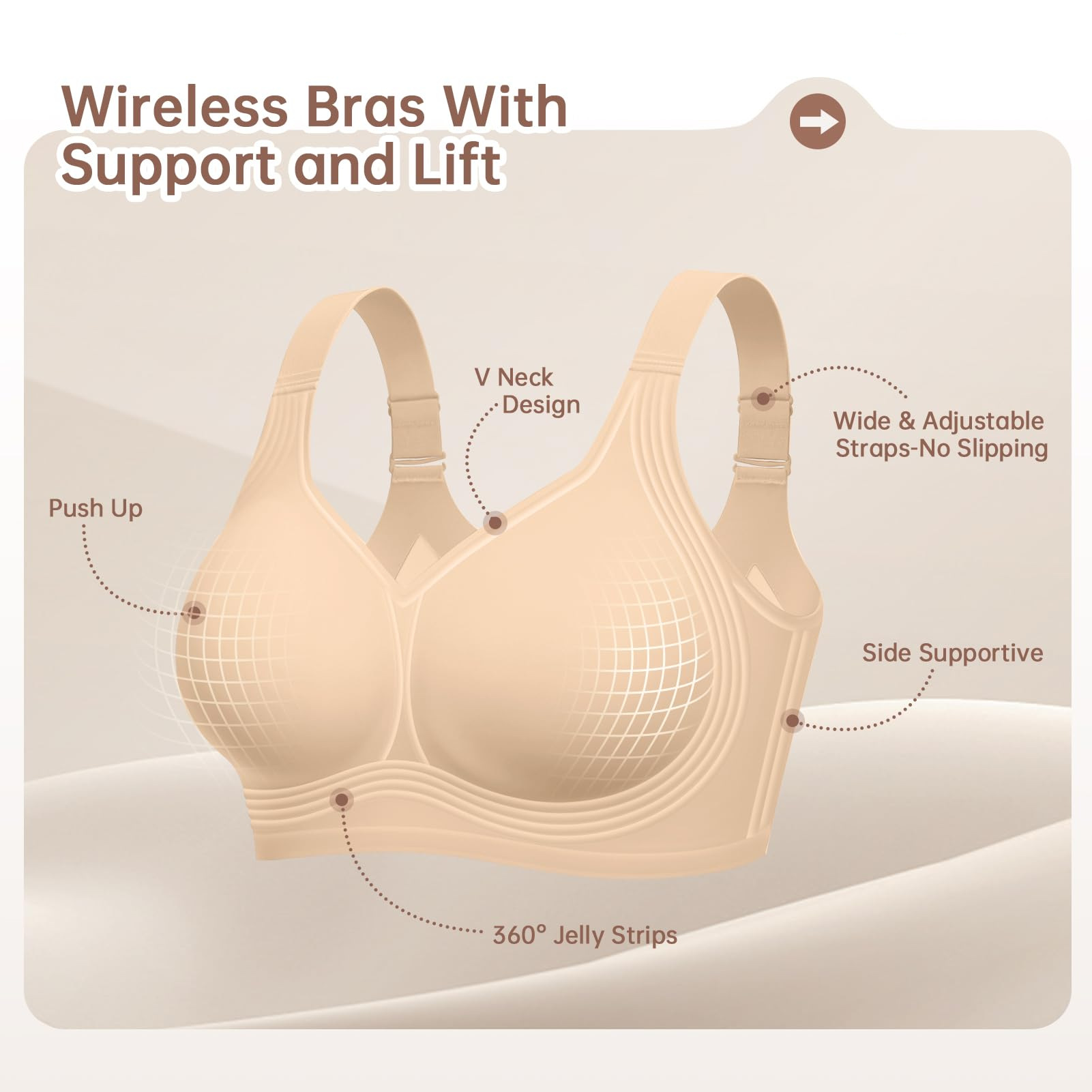 บราไร้โครงสำหรับผู้หญิงไซส์ใหญ - Underwire Bra Padded บทวิจารณ์และราคา